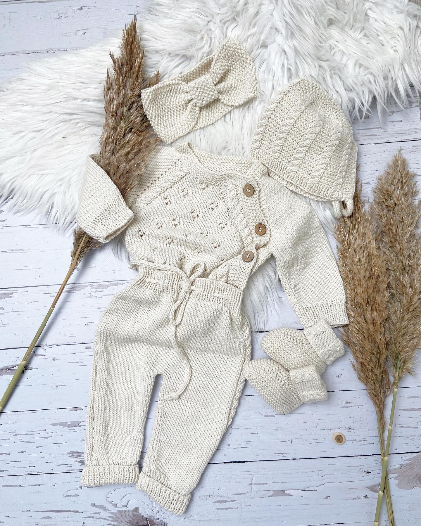 Newborn Strickset 100% Bio Baumwolle, Baby Strickmode